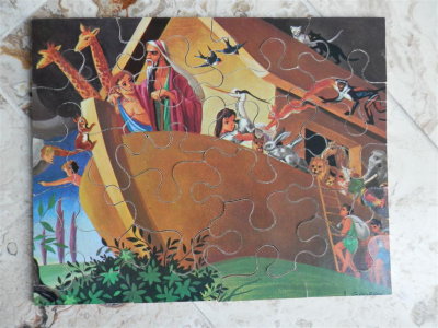 24 piece plywood puzzle, with box, no info on box - probably 1960s
