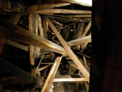 Looking up inside the spire