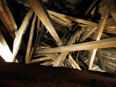 Looking up inside the spire