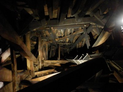 Looking up inside the spire