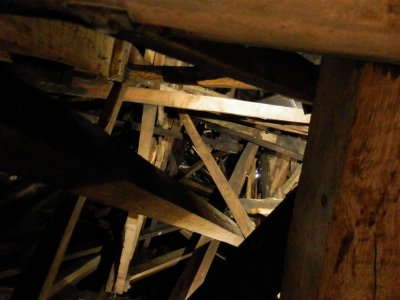 Looking up inside the spire