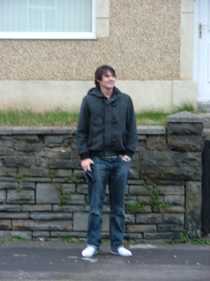 Hayden outside his parents' Swansea home