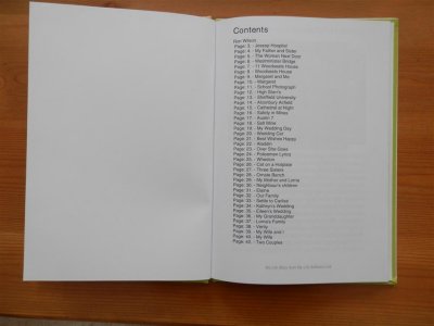 AgeUK life story book - contents page