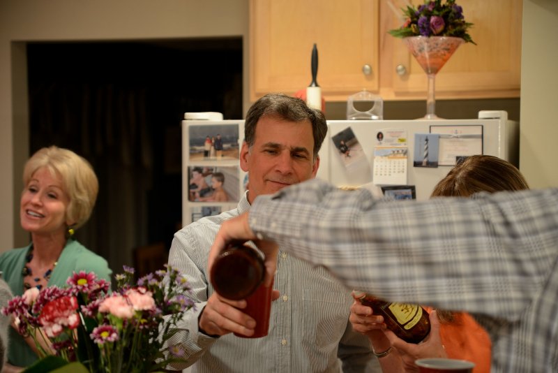 The pouring of the brew