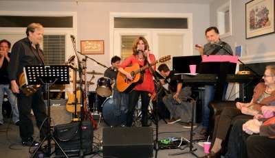 Abby rocks out with the band