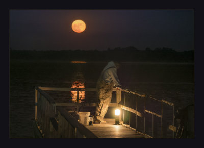 Fishing with a Super Moonrise II