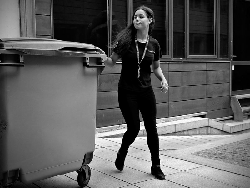 Pushing the bin