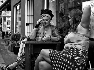 Relaxed moment at the street caf