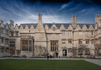 Jesus College at dusk