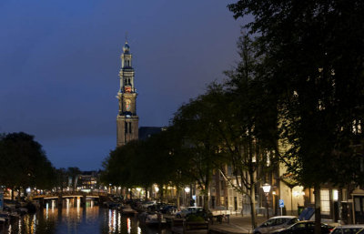 Westerkerk tower at night 