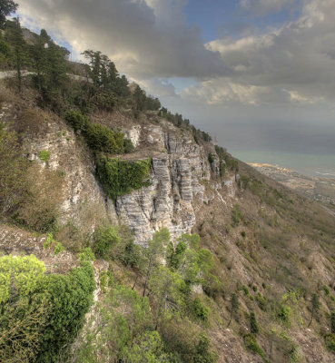 The eastern cliffs of Erice as seen from the Torretta