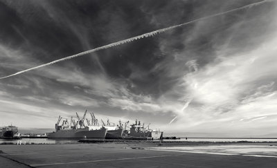 Still some ships at anchor - the former Alameda Naval Air Station