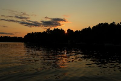 Sun setting on Little Sebago Lake