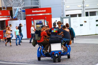 A group of people riding bicycle together at Berlin