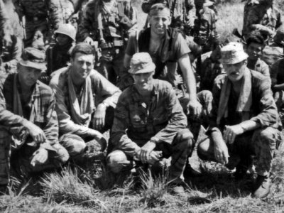Edwin Reynolds Grottke, Jr. (far right) with 2nd Company Mobile Strike Force (MSF)