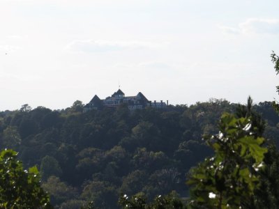 Historic hotel from across the gorge