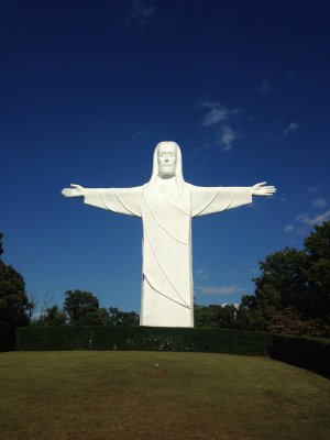 Statue of Christ; they hold a Passion Play here