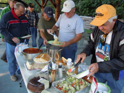 J B works the salad