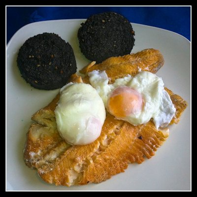 The Perfect Scottish Breakfast ? - Smoked Haddock, Poached Eggs and Stornaway Black Pudding !!