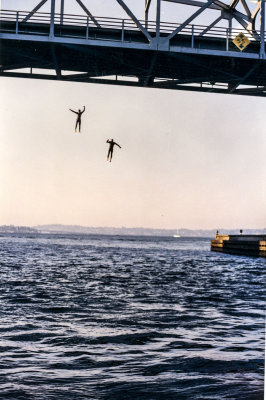 Jim and Brent, off 55 foot I-520 bridge