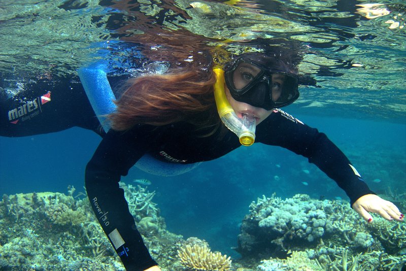 Fran snorkeling at Great Barrier Reef 