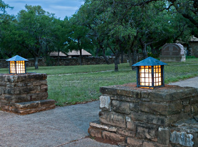 Two lanterns at entry