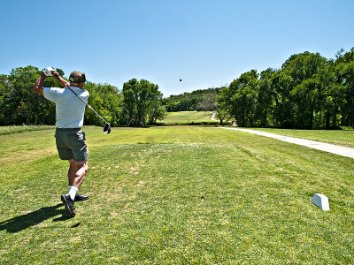 Hitting tee shot on #1