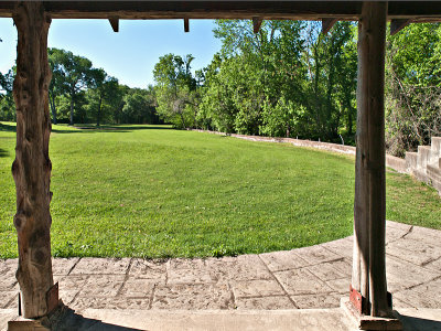 Looking out shelter to CCC built swimming pool