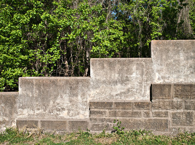 Rock and cement wall at CCC built swimmimg pool