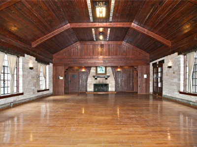 Large hall looking toward fireplace
