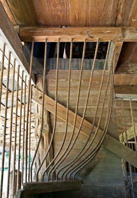 Hay feeding rack.  Note opening to hay loft above.