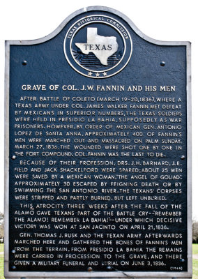 Col. Fannin and his men historical marker