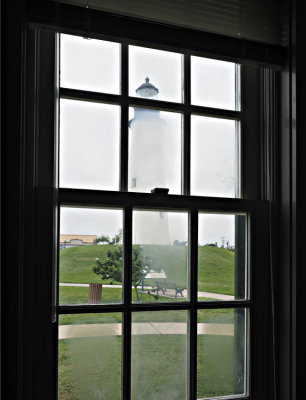 Lighthouse through Keepers Cottage window