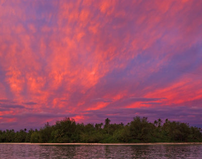 Red sunset over island
