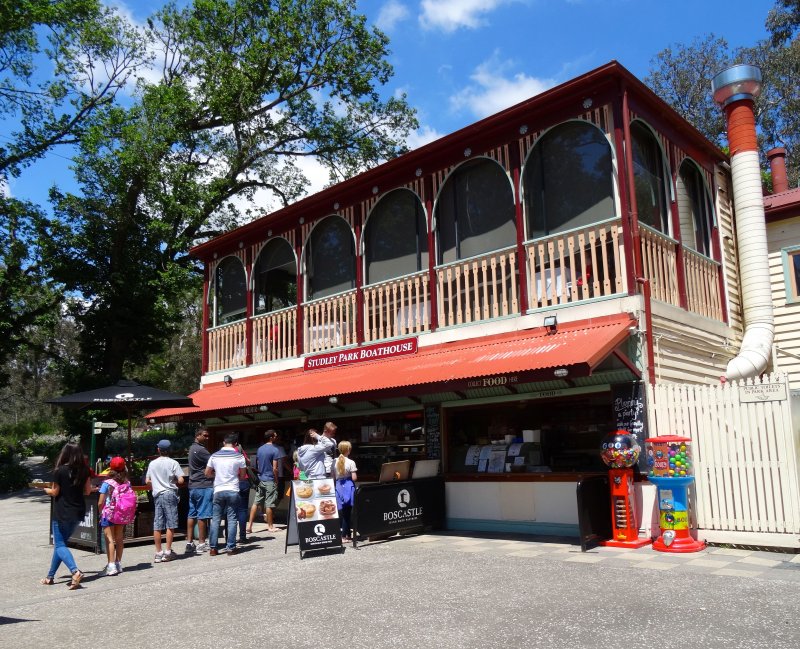 Lining up for food at the Boathouse cafe