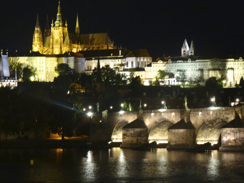 Night view of Charles Bridge and Prague Castle 