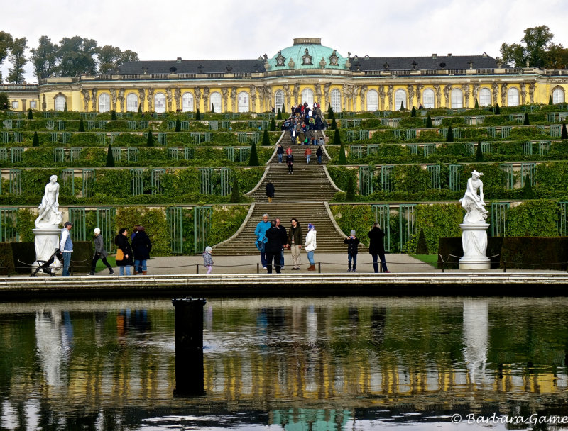 View towards Sanssouci Palace from the grand pool