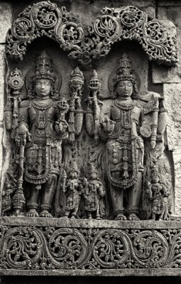 sculpture on the wall of Belur temple near Hassan.JPG