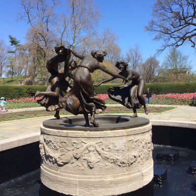 Walter Schott's Three Dancing Maidens sculpture, located in Central Park's Conservatory Garden