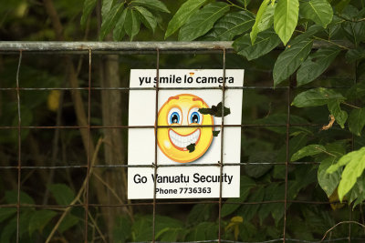 Security camera sign, Barrier Beach House,Espiritu Santo, Vanuatu