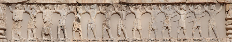Named peoples on the top tier of the dias,Tomb of Darius the Great