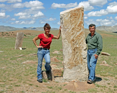 Richard and Tanya, Deer Stone, Uushgii Ovor, Mongolia