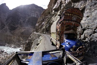 Precarious Skardu Road following the Indus River, Baltistan, Pakistan