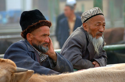 Watching proceedings, Sunday Market, Kashgar, China