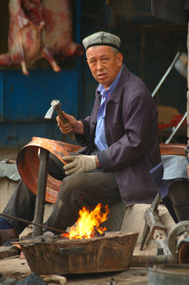 Uyghur Metal Worker, Kashgar Old City, Xinjiang, China