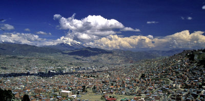 La Paz with Mount Illimani, Bolivia
