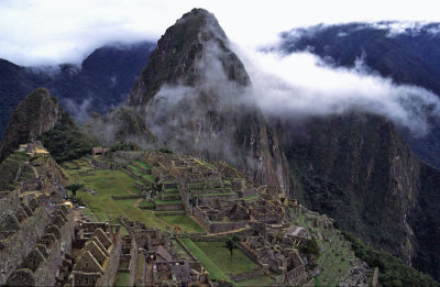 Machu Picchu with Huayna Picchu in the clouds