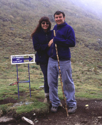 Exhausted, at the top of Dead Woman's Pass, Inca Trail