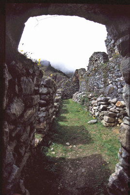 Inca Trail ruins, through a trapezoid door