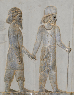 Parthian led by Mede usher, Apadana Staircase, Persepolis